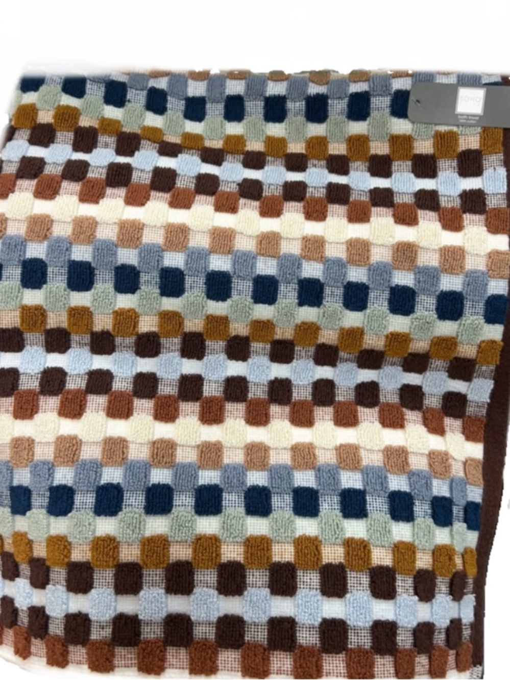 Soho Living Brown, blue and Cream Soft, Durable and Cotton Bath Towels Set of 2